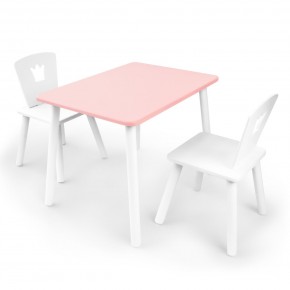 Детский комплект стол и два стула «Корона» Rolti Baby (розовый/белый, массив березы/мдф) в Губкинском - gubkinskiy.ok-mebel.com | фото