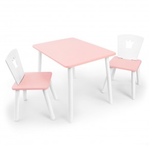 Детский комплект стол и два стула «Корона» Rolti Baby (розовый/розовый, массив березы/мдф) в Губкинском - gubkinskiy.ok-mebel.com | фото