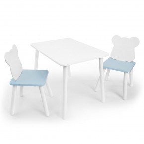 Детский комплект стол и два стула «Мишка» Rolti Baby (белый/голубой, массив березы/мдф) в Губкинском - gubkinskiy.ok-mebel.com | фото 1