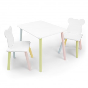 Детский комплект стол и два стула «Мишка» Rolti Baby (белый/цветной, массив березы/мдф) в Губкинском - gubkinskiy.ok-mebel.com | фото