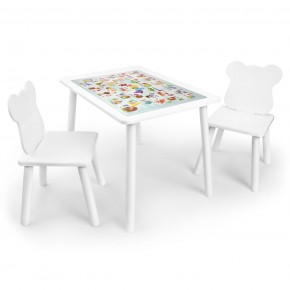 Детский комплект стол и два стула Мишка Rolti Baby с накладкой Алфавит (белая столешница/белое сиденье/белые ножки) в Губкинском - gubkinskiy.ok-mebel.com | фото 1