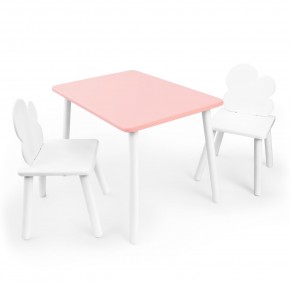 Детский комплект стол и два стула «Облачко» Rolti Baby (розовый/белый, массив березы/мдф) в Губкинском - gubkinskiy.ok-mebel.com | фото
