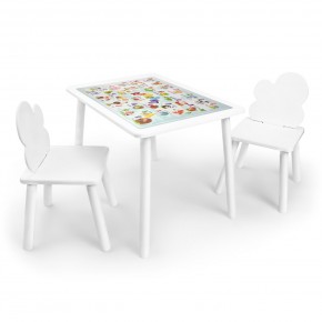 Детский комплект стол и два стула Облачко Rolti Baby с накладкой Алфавит (белая столешница/белое сиденье/белые ножки) в Губкинском - gubkinskiy.ok-mebel.com | фото