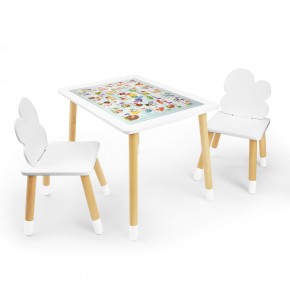 Детский комплект стол и два стула Облачко Rolti Baby с накладкой Алфавит (белая столешница/белое сиденье/береза ножки) в Губкинском - gubkinskiy.ok-mebel.com | фото 1