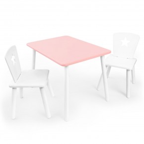 Детский комплект стол и два стула «Звезда» Rolti Baby (розовый/белый, массив березы/мдф) в Губкинском - gubkinskiy.ok-mebel.com | фото