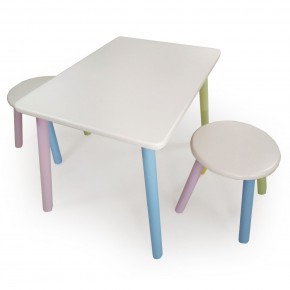 Детский комплект стол и два табурета круглых  (Белый, Белый, Цветной) в Губкинском - gubkinskiy.ok-mebel.com | фото 2