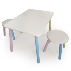 Детский комплект стол и два табурета круглых с накладкой Алфавит (Белый, Белый, Цветной) в Губкинском - gubkinskiy.ok-mebel.com | фото 3