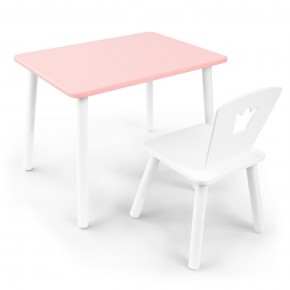 Детский комплект стол и стул «Корона» Rolti Baby (розовый/белый, массив березы/мдф) в Губкинском - gubkinskiy.ok-mebel.com | фото