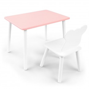 Детский комплект стол и стул «Мишка» Rolti Baby (розовый/белый, массив березы/мдф) в Губкинском - gubkinskiy.ok-mebel.com | фото 1