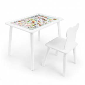 Детский комплект стол и стул Мишка Rolti Baby с накладкой Алфавит (белая столешница/белое сиденье/белые ножки) в Губкинском - gubkinskiy.ok-mebel.com | фото 1