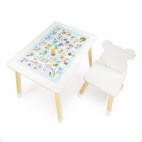 Детский комплект стол и стул Мишка Rolti Baby с накладкой Алфавит (белая столешница/белое сиденье/береза ножки) в Губкинском - gubkinskiy.ok-mebel.com | фото 2