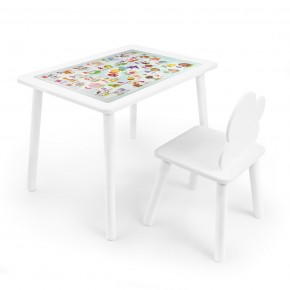 Детский комплект стол и стул Облачко Rolti Baby с накладкой Алфавит (белая столешница/белое сиденье/белые ножки) в Губкинском - gubkinskiy.ok-mebel.com | фото