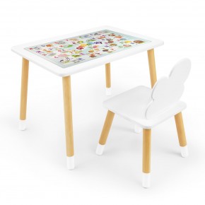 Детский комплект стол и стул Облачко Rolti Baby с накладкой Алфавит (белая столешница/белое сиденье/береза ножки) в Губкинском - gubkinskiy.ok-mebel.com | фото 1