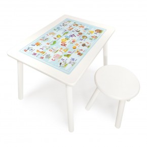 Детский комплект стол и табурет круглый Rolti Baby с накладкой Алфавит (белая столешница/белое сиденье/белые ножки) в Губкинском - gubkinskiy.ok-mebel.com | фото 1