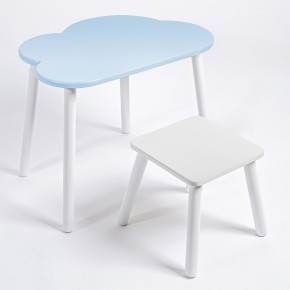 Детский комплект стол ОБЛАЧКО  и табурет Rolti Baby (голубая столешница/белое сиденье/белые ножки) в Губкинском - gubkinskiy.ok-mebel.com | фото