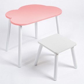 Детский комплект стол ОБЛАЧКО  и табурет Rolti Baby (розовая столешница/белое сиденье/белые ножки) в Губкинском - gubkinskiy.ok-mebel.com | фото
