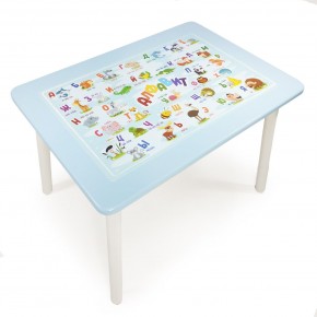 Детский стол с накладкой Алфавит  (Голубой/Белый) в Губкинском - gubkinskiy.ok-mebel.com | фото 1