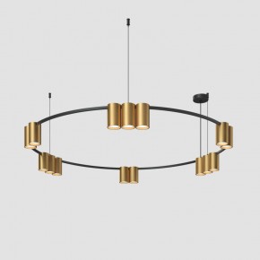 DK4067-BK+SG Подвесной светильник ORBIT, IP20, 15xGU10 LED, до 15 Вт, черный + сатинированное золото, алюминий в Губкинском - gubkinskiy.ok-mebel.com | фото