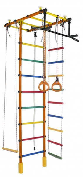 ДСК Атлант оранжевый радуга: турник, кольца, канат, трапеция, веревочная лестница в Губкинском - gubkinskiy.ok-mebel.com | фото