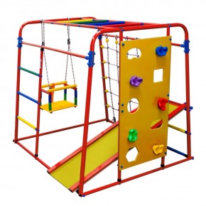 ДСК Start baby 2 цв.красный радуга (скалодром, сетка-лаз, горка, качель, рукоход) (2 кор) в Губкинском - gubkinskiy.ok-mebel.com | фото