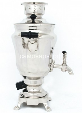 Электрический самовар из латуни никелированный на 1,5 литра форма "Тюльпан" с защитой от выкипания в Губкинском - gubkinskiy.ok-mebel.com | фото 3