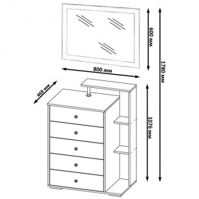 Камелия Комод + Зеркало, цвет дуб сонома, ШхГхВ 80х46,8х178 см., НЕ универсальная сборка в Губкинском - gubkinskiy.ok-mebel.com | фото 4