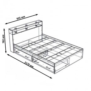 Камелия Кровать с ящиками 0900, цвет дуб сонома, ШхГхВ 93,5х217х78,2 см., сп.м. 900х2000 мм., без матраса, основание есть в Губкинском - gubkinskiy.ok-mebel.com | фото 6