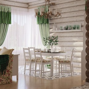 Комлект Вествик обеденный стол и четыре стула, массив сосны, цвет белый в Губкинском - gubkinskiy.ok-mebel.com | фото
