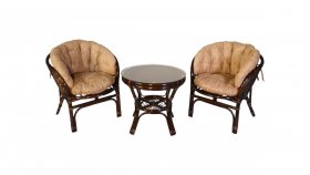 Комплект Багама дуэт, подушки светлые полные шенил (Темно-коричневый) стол круглый в Губкинском - gubkinskiy.ok-mebel.com | фото 1