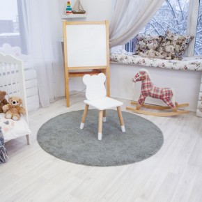 Комплект детский стол КРУГЛЫЙ и два стула МИШКА ROLTI Baby (белая столешница/белое сиденье/береза ножки) в Губкинском - gubkinskiy.ok-mebel.com | фото