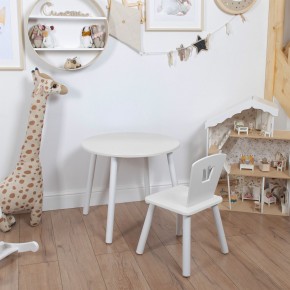 Комплект детский стол КРУГЛЫЙ и стул КОРОНА ROLTI Baby (белая столешница/белое сиденье/белые ножки) в Губкинском - gubkinskiy.ok-mebel.com | фото