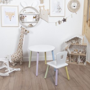 Комплект детский стол КРУГЛЫЙ и стул КОРОНА ROLTI Baby (белая столешница/белое сиденье/цветные ножки) в Губкинском - gubkinskiy.ok-mebel.com | фото 1