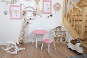 Комплект детский стол КРУГЛЫЙ и стул КОРОНА ROLTI Baby (розовая столешница/розовое сиденье/белые ножки) в Губкинском - gubkinskiy.ok-mebel.com | фото 2