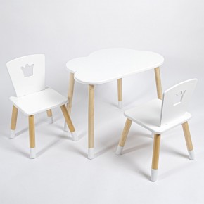 Комплект детский стол ОБЛАЧКО и два стула КОРОНА ROLTI Baby (белая столешница/белое сиденье/береза ножки) в Губкинском - gubkinskiy.ok-mebel.com | фото 1