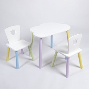 Комплект детский стол ОБЛАЧКО и два стула КОРОНА ROLTI Baby (белая столешница/белое сиденье/цветные ножки) в Губкинском - gubkinskiy.ok-mebel.com | фото 1