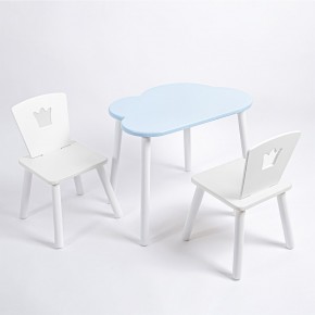 Комплект детский стол ОБЛАЧКО и два стула КОРОНА ROLTI Baby (голубая столешница/белое сиденье/белые ножки) в Губкинском - gubkinskiy.ok-mebel.com | фото