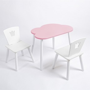 Комплект детский стол ОБЛАЧКО и два стула КОРОНА ROLTI Baby (розовая столешница/белое сиденье/белые ножки) в Губкинском - gubkinskiy.ok-mebel.com | фото 1