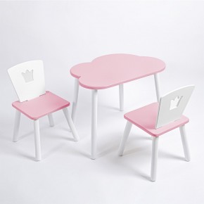 Комплект детский стол ОБЛАЧКО и два стула КОРОНА ROLTI Baby (розовая столешница/розовое сиденье/белые ножки) в Губкинском - gubkinskiy.ok-mebel.com | фото