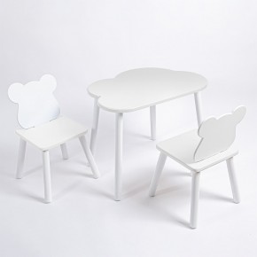 Комплект детский стол ОБЛАЧКО и два стула МИШКА ROLTI Baby (белая столешница/белое сиденье/белые ножки) в Губкинском - gubkinskiy.ok-mebel.com | фото