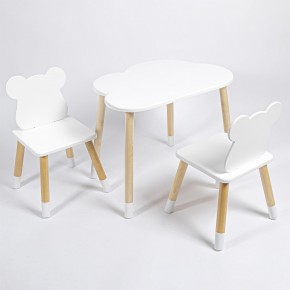 Комплект детский стол ОБЛАЧКО и два стула МИШКА  ROLTI Baby (белая столешница/белое сиденье/береза ножки) в Губкинском - gubkinskiy.ok-mebel.com | фото 1