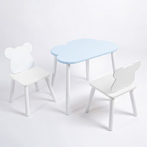 Комплект детский стол ОБЛАЧКО и два стула МИШКА ROLTI Baby (голубая столешница/белое сиденье/белые ножки) в Губкинском - gubkinskiy.ok-mebel.com | фото 2