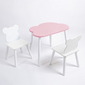 Комплект детский стол ОБЛАЧКО и два стула МИШКА ROLTI Baby (розовый столешница/белое сиденье/белые ножки) в Губкинском - gubkinskiy.ok-mebel.com | фото 1