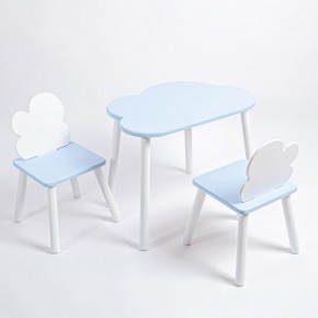 Комплект детский стол ОБЛАЧКО и два стула ОБЛАЧКО ROLTI Baby (голубая столешница/голубое сиденье/белые ножки) в Губкинском - gubkinskiy.ok-mebel.com | фото 1