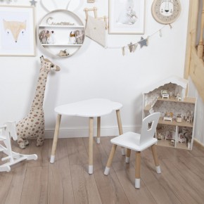 Комплект детский стол ОБЛАЧКО и стул КОРОНА ROLTI Baby (белая столешница/белое сиденье/береза ножки) в Губкинском - gubkinskiy.ok-mebel.com | фото 2
