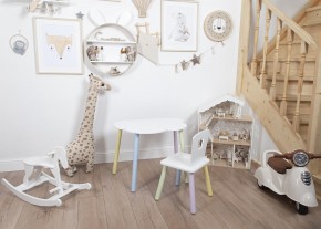 Комплект детский стол ОБЛАЧКО и стул КОРОНА ROLTI Baby (белая столешница/белое сиденье/цветные ножки) в Губкинском - gubkinskiy.ok-mebel.com | фото 2