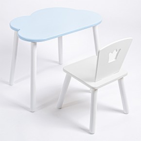 Комплект детский стол ОБЛАЧКО и стул КОРОНА ROLTI Baby (голубая  столешница/белое сиденье/белые ножки) в Губкинском - gubkinskiy.ok-mebel.com | фото