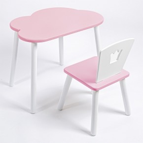 Комплект детский стол ОБЛАЧКО и стул КОРОНА ROLTI Baby (розовая столешница/розовое сиденье/белые ножки) в Губкинском - gubkinskiy.ok-mebel.com | фото 1