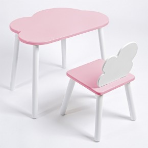 Комплект детский стол ОБЛАЧКО и стул ОБЛАЧКО ROLTI Baby (розовая столешница/розовое сиденье/белые ножки) в Губкинском - gubkinskiy.ok-mebel.com | фото 1