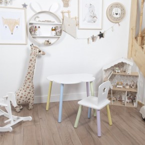 Комплект детский стол ОБЛАЧКО и стул ЗВЕЗДА ROLTI Baby (белая столешница/белое сиденье/цветные ножки) в Губкинском - gubkinskiy.ok-mebel.com | фото 1