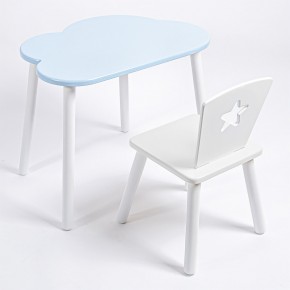 Комплект детский стол ОБЛАЧКО и стул ЗВЕЗДА ROLTI Baby (голубая столешница/белое сиденье/белые ножки) в Губкинском - gubkinskiy.ok-mebel.com | фото 1